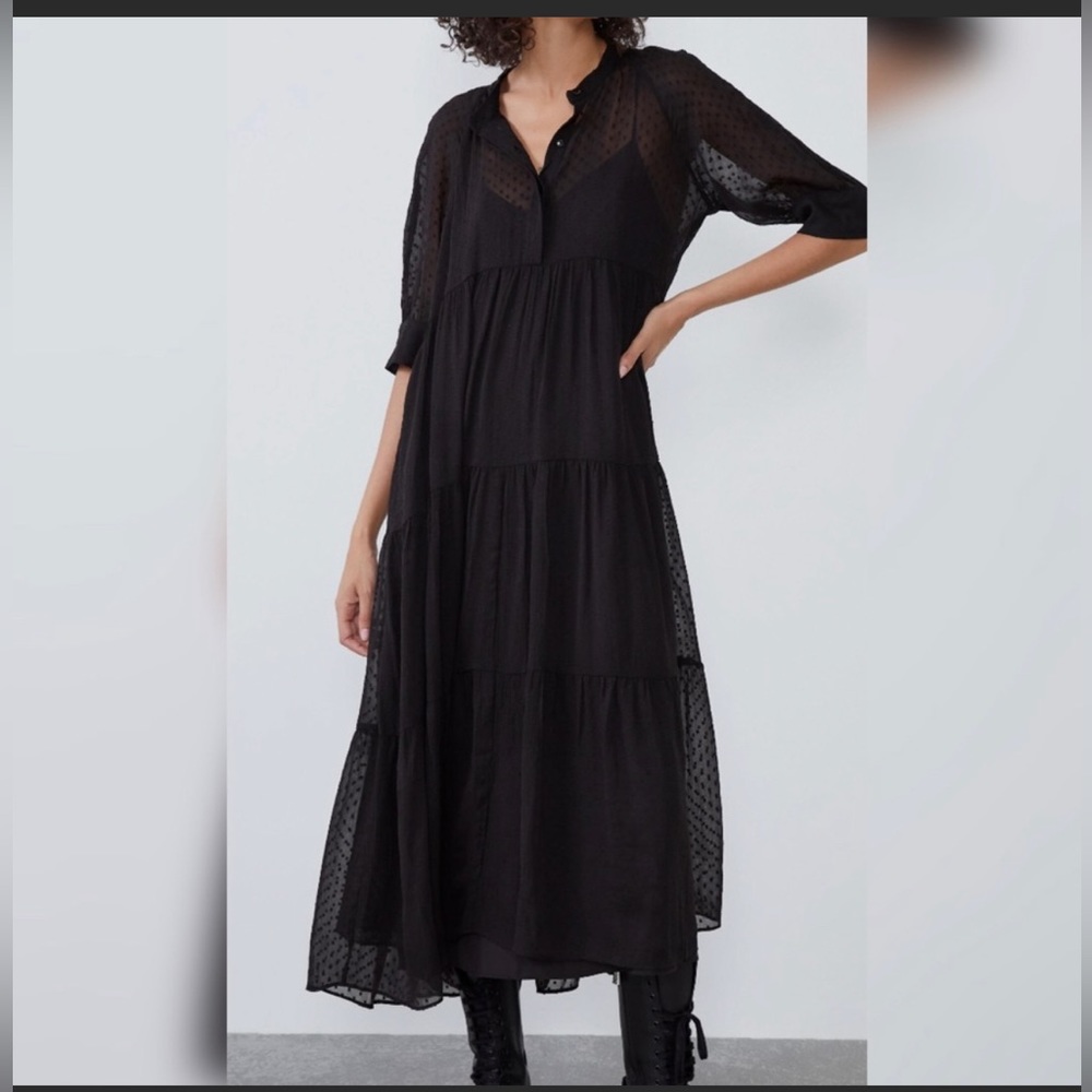 Zara Polka Dot Sheer Dress XS